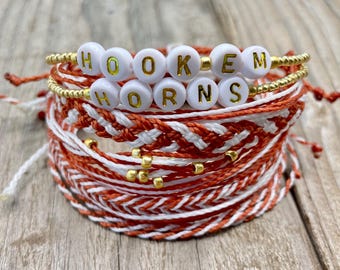 University of Texas Bracelet / College Football Bracelets / Hook ‘Em Horns Bracelet / UT Bracelet / Sports Team Bracelets