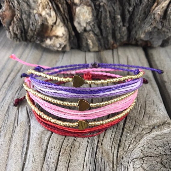 3 Stack of String Bracelets, Stackable Bracelet, Wax String