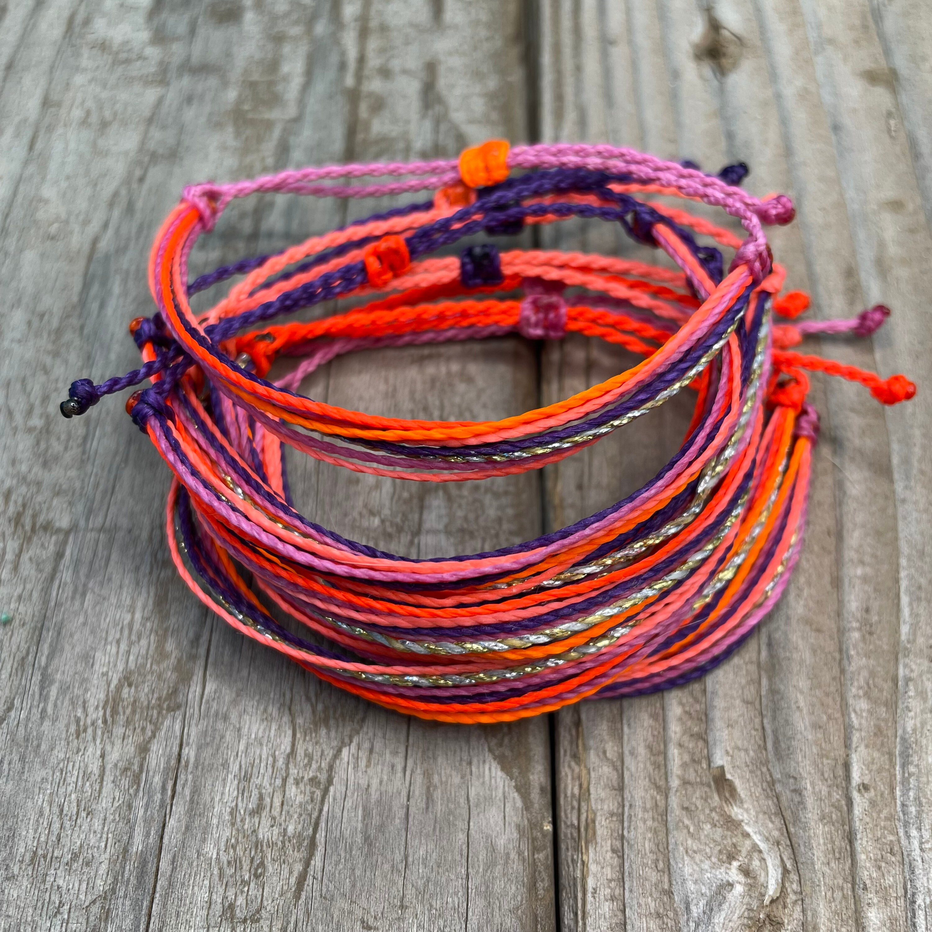 Pack of 6 Bracelets, String Bracelet, Wax String Friendship Bracelets,  Braided Wax String Bracelets, Adjustable String Bracelets Port 