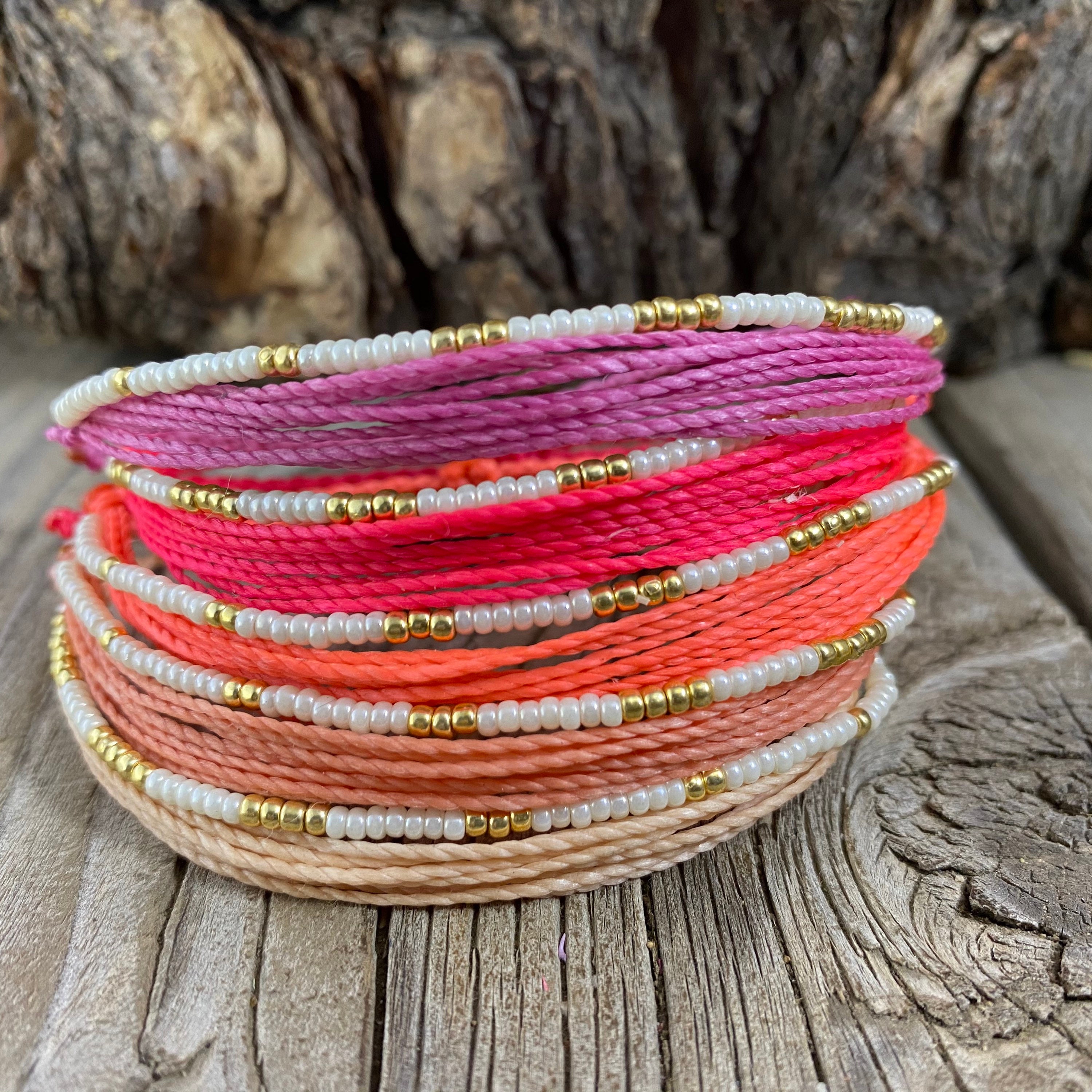 Beaded Wax String Bracelet Wax String Bracelet Adjustable Etsy