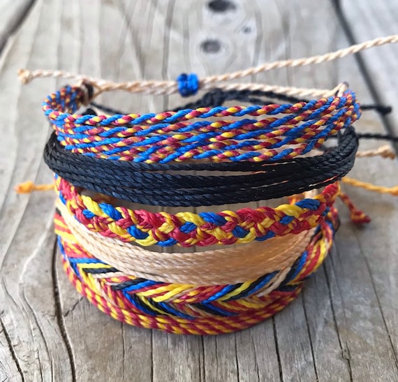 Pack of 6 Adjustable Wax String Bracelets | Costa Rica Style Bracelets | Handmade Adjustable Wax String Friendship Bracelets