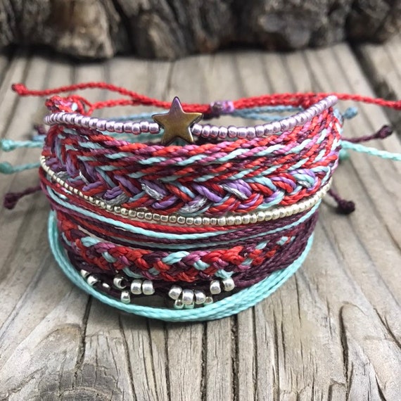 Pack of 6 Bracelets, String Bracelet, Wax String Friendship Bracelets, Braided Wax String Bracelets, Adjustable String Bracelets - Port