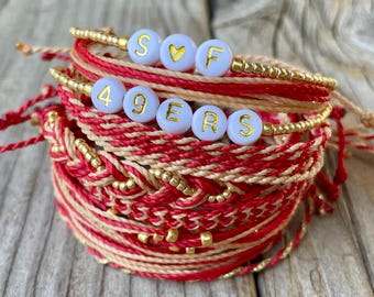 Pack of 11 Wax String Bracelets San Francisco 49ers / 49ers Bracelets / San Francisco California NFL Football Bracelets