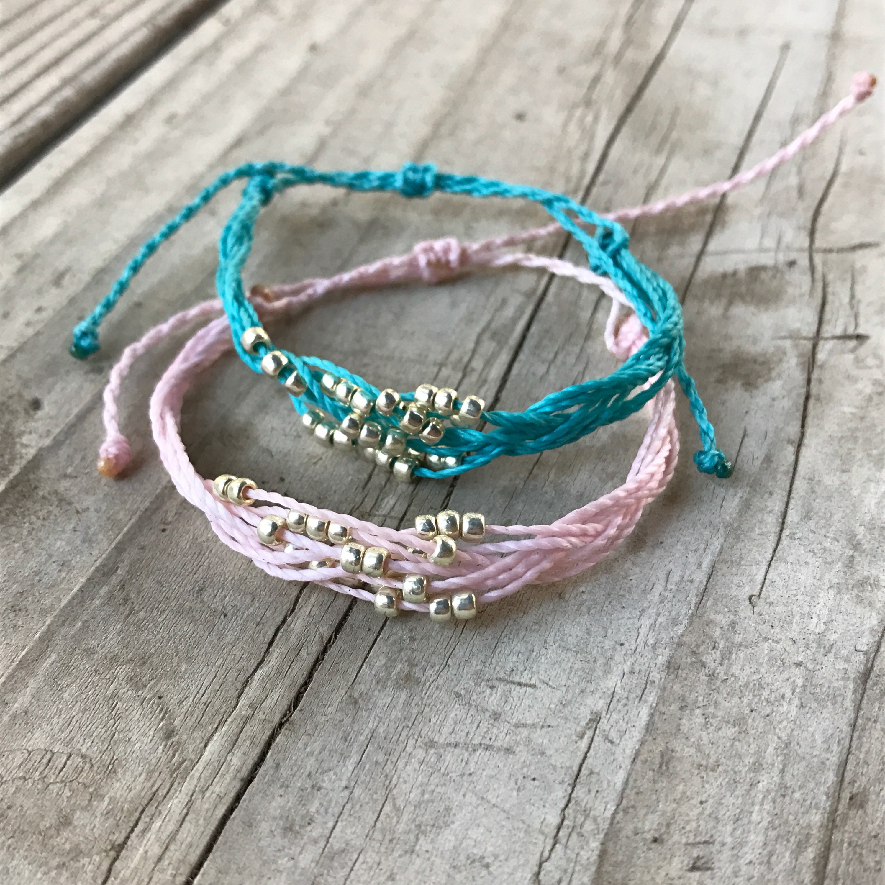 1 Twisted String Bracelet, Wax String Bracelet, Beach Jewlery, Surfer ...