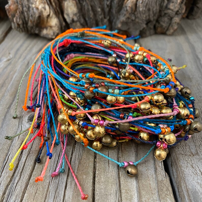 Jinlge Jangle Adjustable Wax String Anklet Brass Bell Anklet Wax Cord Anklet Surfer Anklet