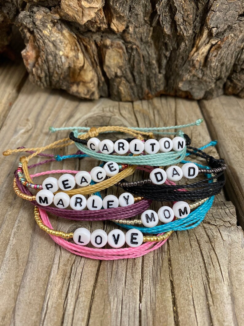 Adjustable Wax String Name Bracelet String Word Bracelet Etsy