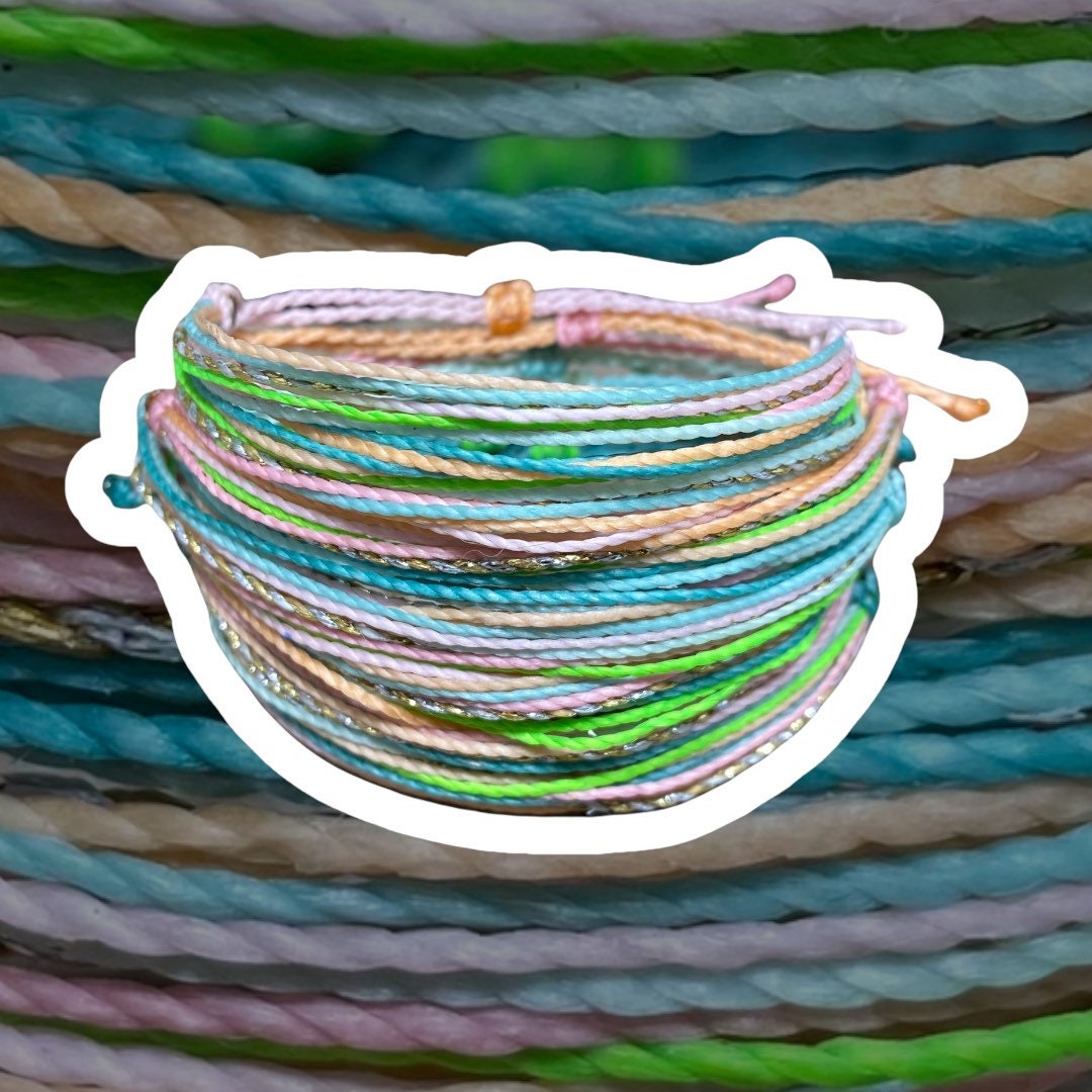 Adjustable Wax String Bracelet / Multi Cord Bracelet / 100% Wax String Bracelet / Surfer Bracelet - Neon Orange