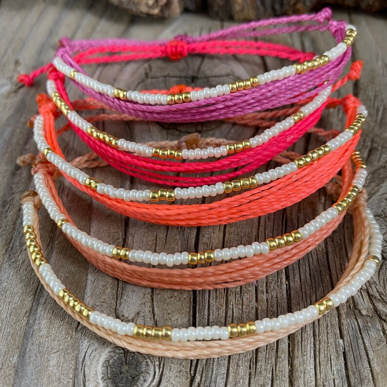 Beaded Wax String Bracelet Wax String Bracelet Adjustable Etsy