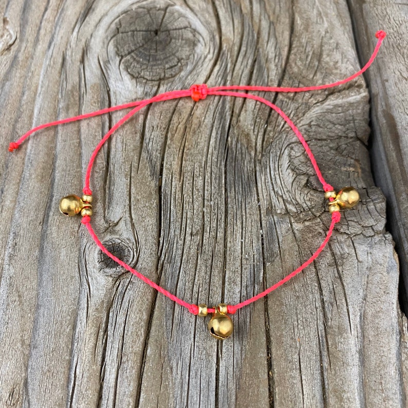 Jinlge Jangle Adjustable Wax String Anklet Brass Bell Anklet Wax Cord Anklet Surfer Anklet