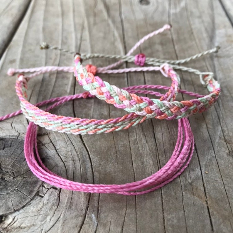 Pack of 6 Adjustable Wax String Bracelets Costa Rica Style Etsy