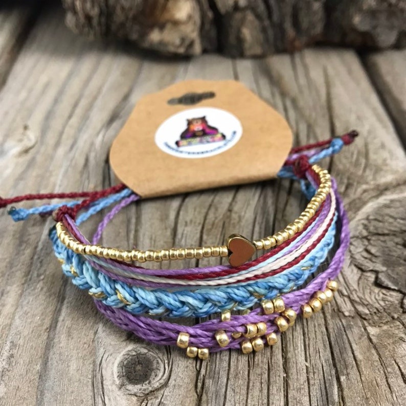 Pack of 3 String Bracelets Stackable Bracelet Wax String Etsy