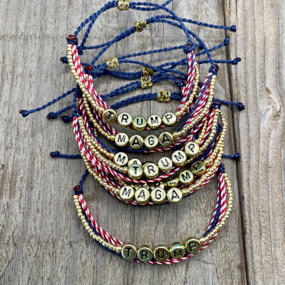 Custom MAGA Adjustable Wax String Bracelet / Trump 2024 Bracelet / 45 / Donald Trump Bracelet / Patriotic Bracelet / USA Bracelet