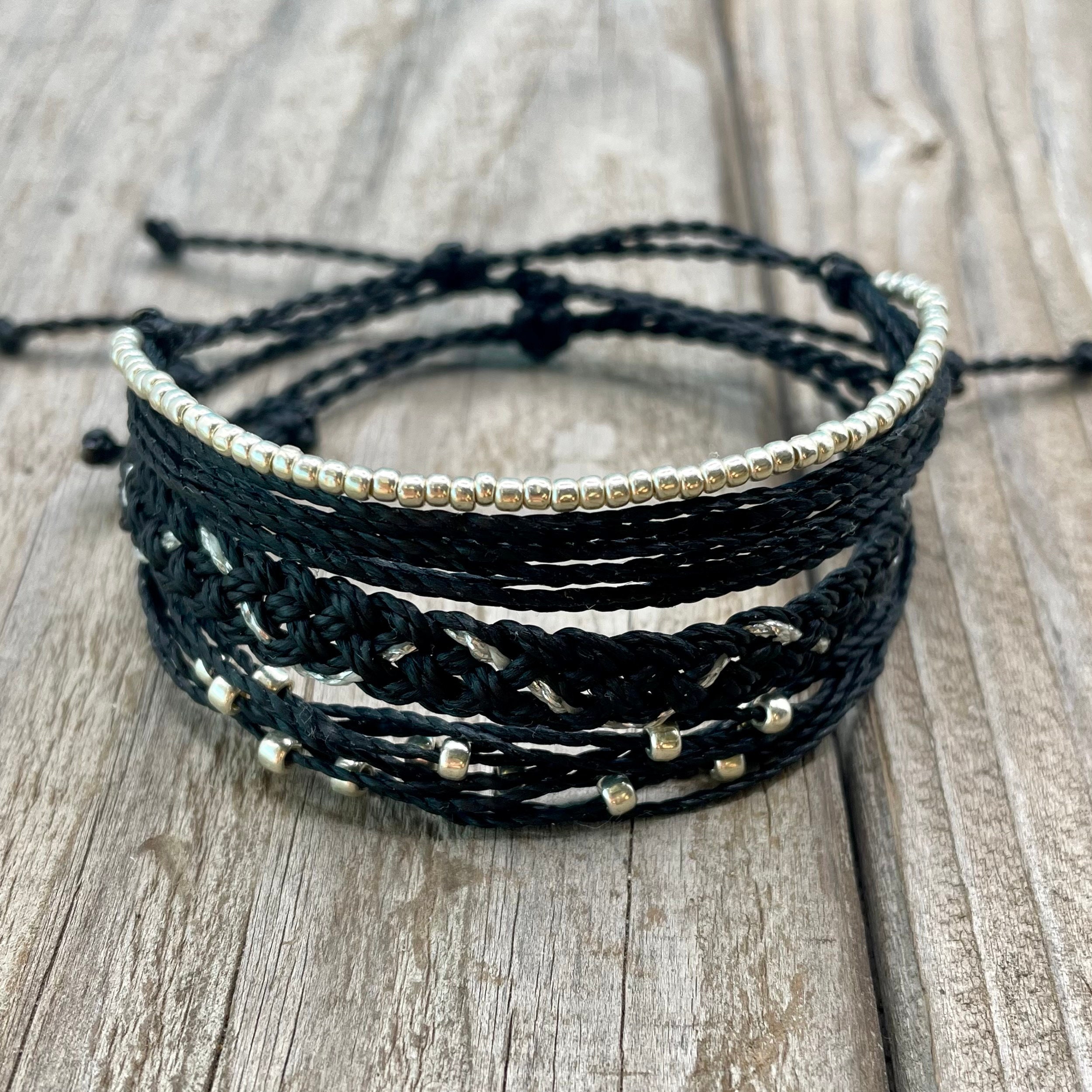 String Brles Pack of 3 Adjustable String Bracelets / Wax String Bracelet Set ...