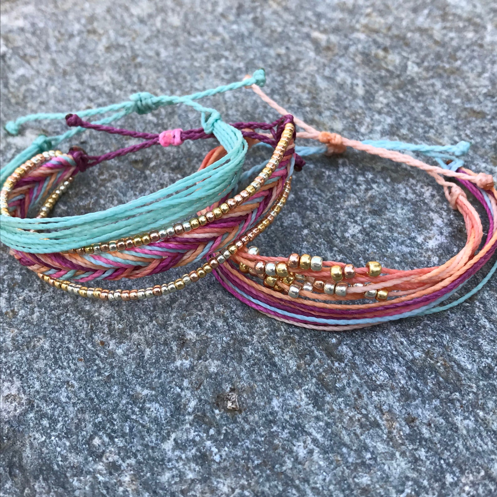 Set of 4 wax string bracelets Pastel Rainbow pura vida Etsy