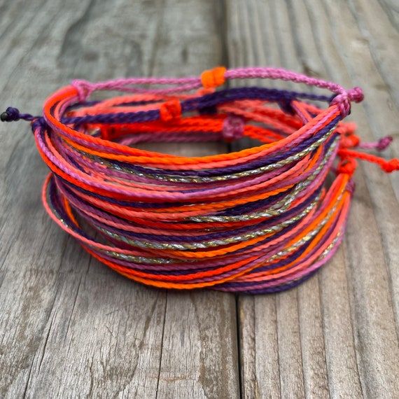 Custom Color Clear Beaded Waxed String Bracelet Waterproof