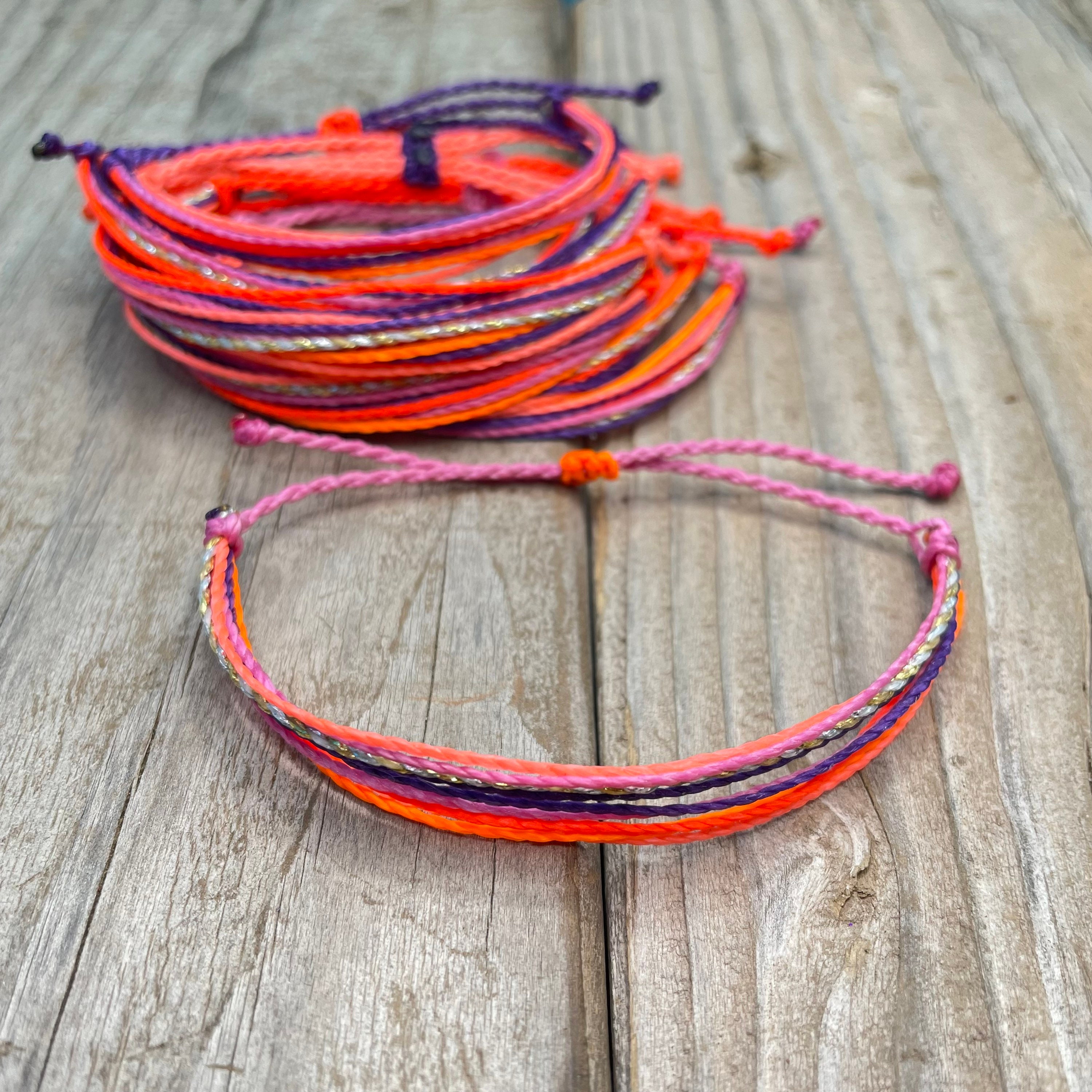 Adjustable Wax String Bracelet / Multi Cord Bracelet / 100% Wax String  Bracelet / Surfer Bracelet Neon 