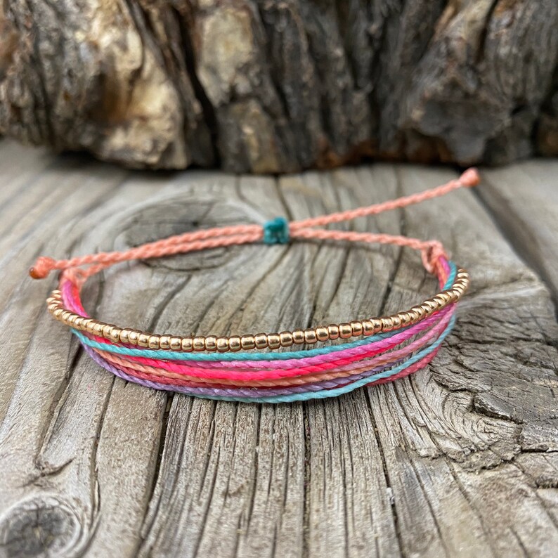 Beaded wax string bracelet wax string bracelet adjustable Etsy