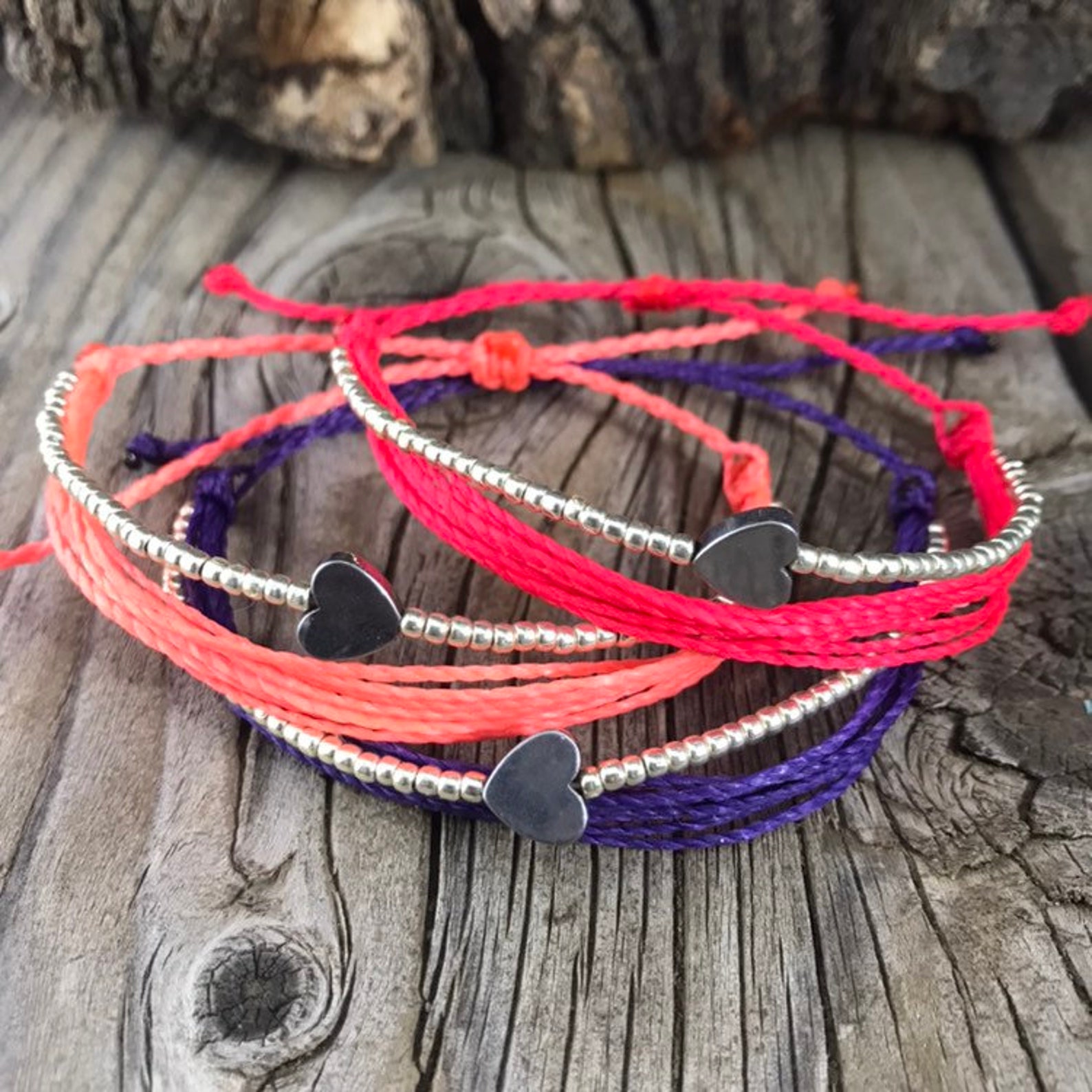 Pack of 3 string bracelets stackable bracelet wax string Etsy