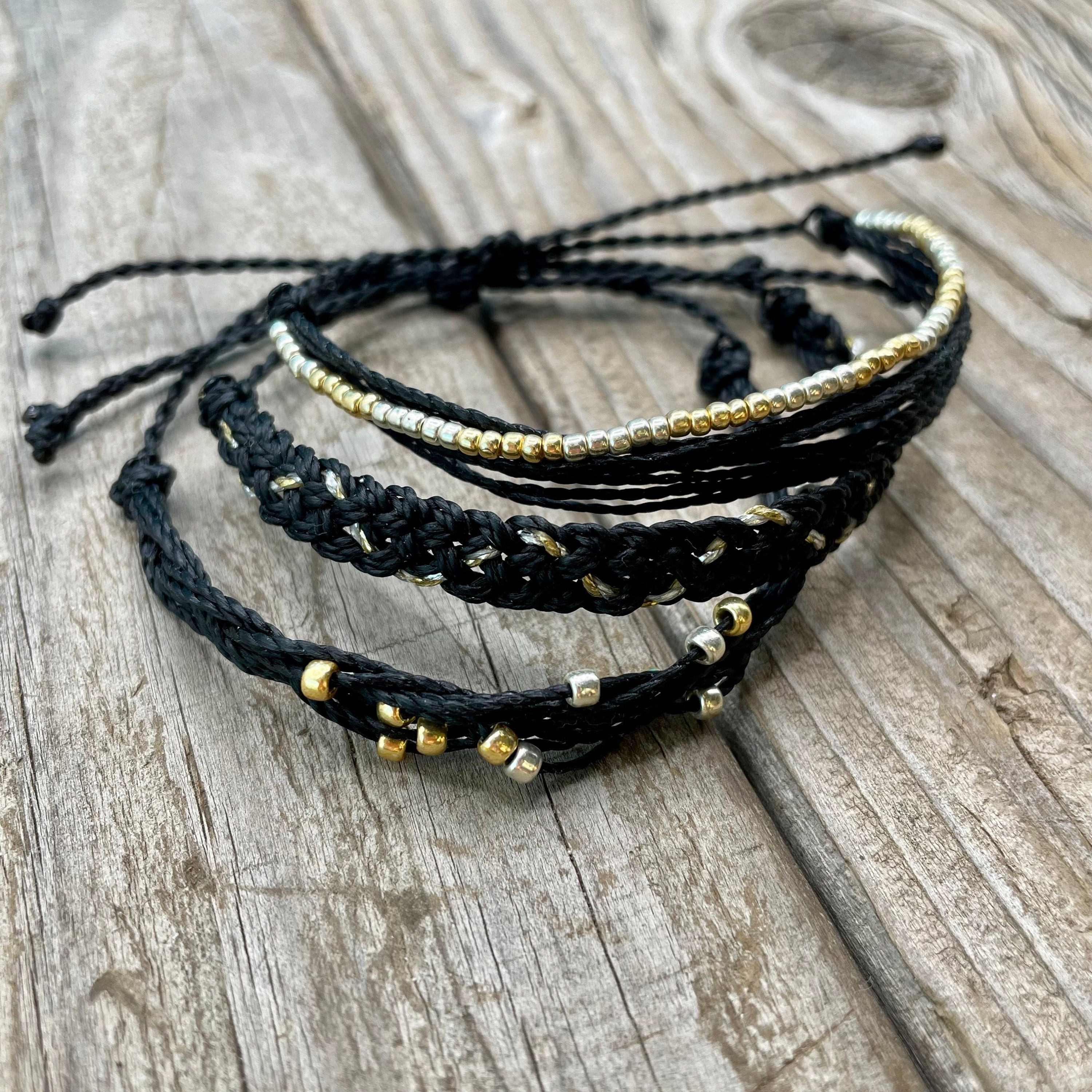 String Bracelets P Pack of 3 Adjustable String Bracelets / Wax String Bracelet Set ...
