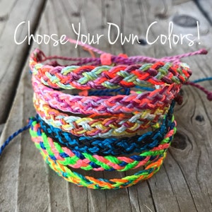 Custom flat braided wax string bracelet, woven bracelet, surfer bracelet, friendship bracelet, string bracelet, adjustable bracelet - custom