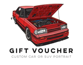 Gift Voucher for Custom Car Portrait and A3 Print of you Car or SUV! - Perfect Christmas gift for for anyone who loves their Car!