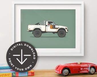 Digital download – Blue the Border Collie driving his ute – Print your own!