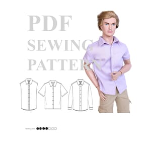 Patrón de costura para muñeca KEN 1:6 (modelo masculino): Camisa abotonada (sin instrucciones).