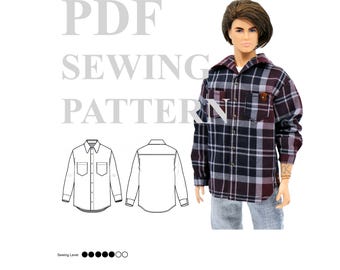 dollKEN 1:6 XL mannelijke pop naaipatroon SHIRT voor Adonis (GEEN instructies)