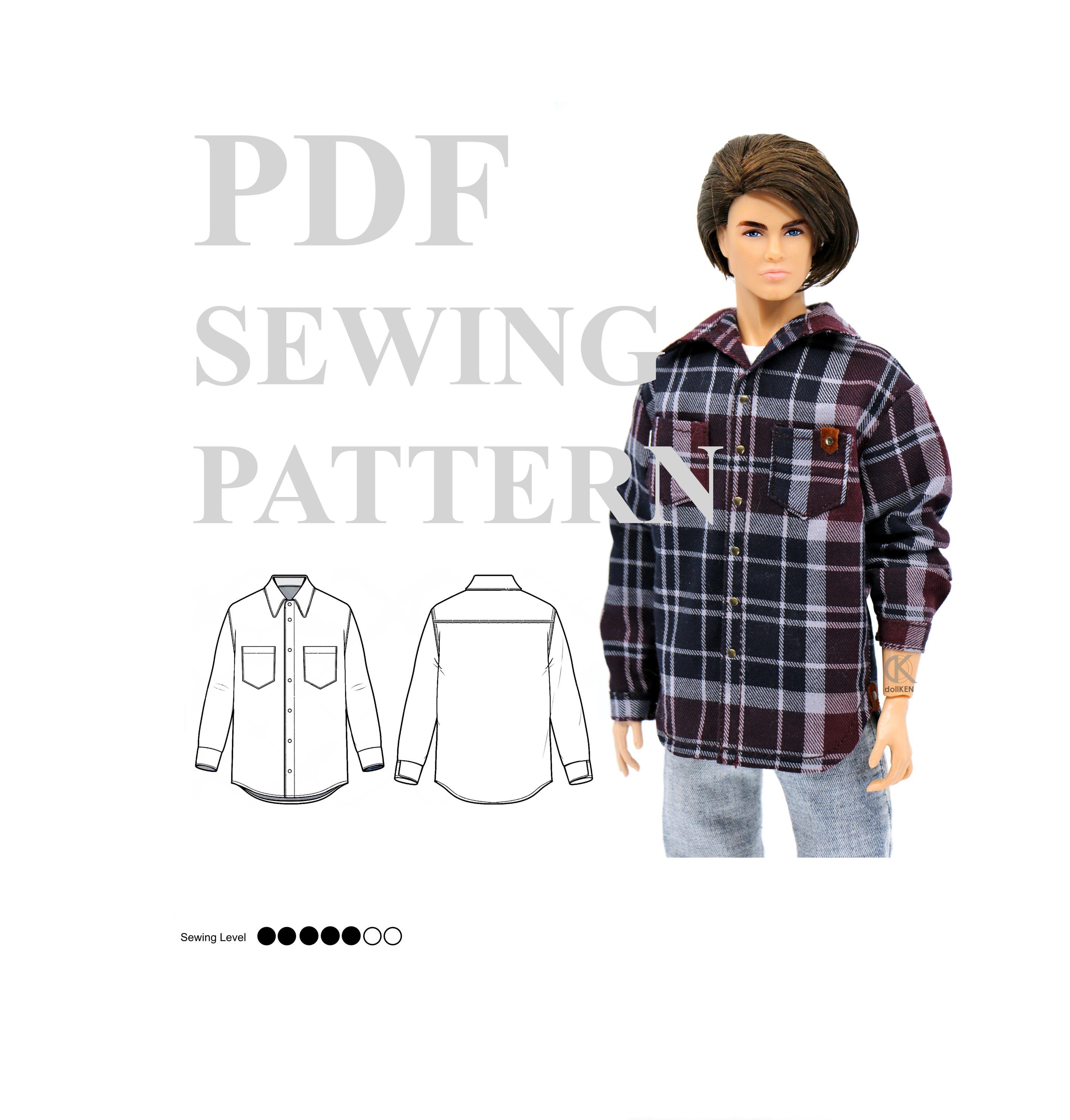Dollken 1 6 XL Male Doll Sewing Pattern SHIRT For Adonis NO dollken-1-6-xl-male-doll-sewing-pattern-shirt-for-adonis-no