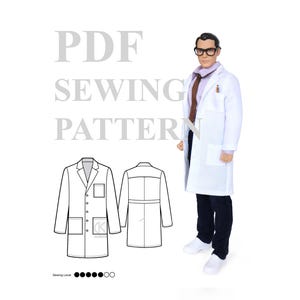dollKEN 1:6 male doll Sewing Pattern LAB COAT + sewing instructions
