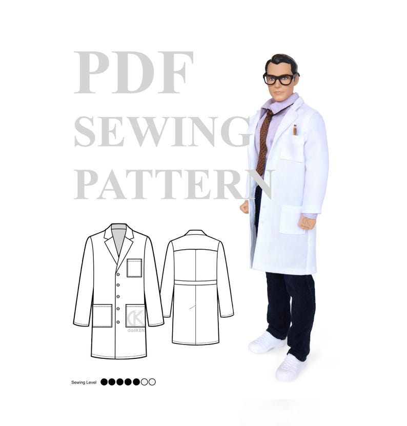 Dollken 1:6 Male Doll Sewing Pattern LAB COAT + Sewing Instructions - Etsy