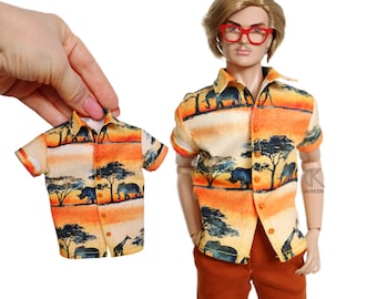 dollKEN 1:6 male doll AFRICAN SAFARI Shirt, Short sleeves, Button-Up