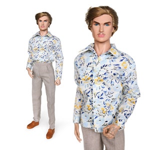 dollKEN 1:6 male doll FLORAL Shirt (Long Sleeves), Button-Up
