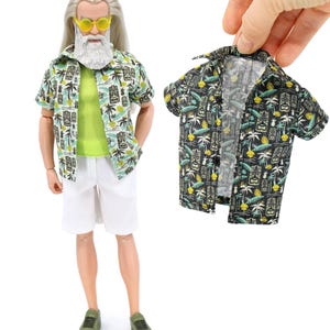 dollKEN 1:6 male doll "Island TIKI Hawaiian" SHIRT (Short Sleeves), Button-Up