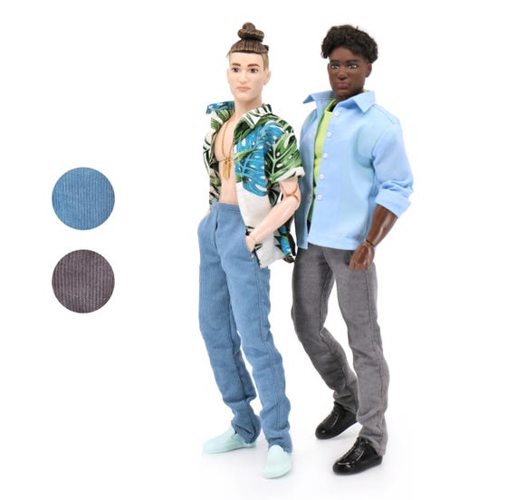 dollKEN 1:6 male doll CORDUROY PANTS With POCKETS