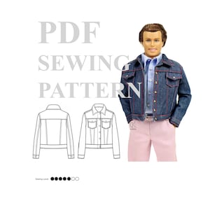 Patrón de costura para muñeca masculina dollKEN 1:6 CHAQUETA VAQUERA (SIN instrucciones)