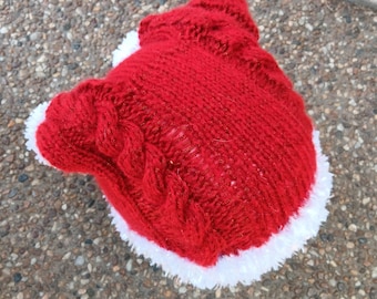 Winter sparkly wool double tailed Santa hat, Penny from Big Bang, hand made in Australia