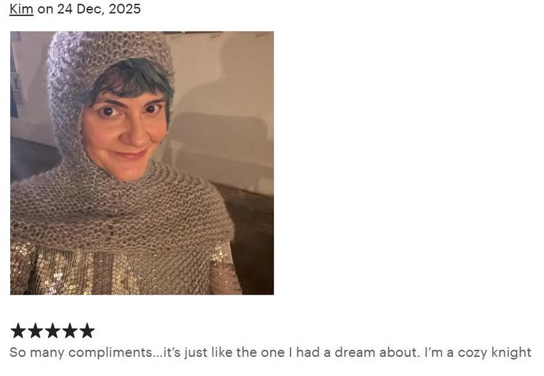 Knitted Chainmail Hood: Wool Blend Costume Coif, Medieval Fair image 10