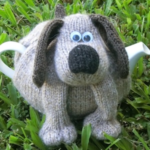 Gromit dog tea cozy, hand knit in Australia in wool acrylic blend