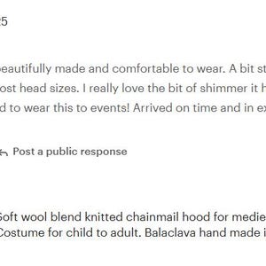 Knitted Chainmail Hood: Wool Blend Costume Coif, Medieval Fair image 9