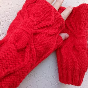 Spider Alpaca wool fingerless gloves, red, adult, hand made in Australia
