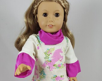 Pink Horse Hi Lo Tunic, Headband/Scarf and Leggings made to fit 18 inch dolls