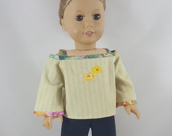 Striped Cold Shoulder Top and Cropped Flared Pants made to fit 18 inch dolls
