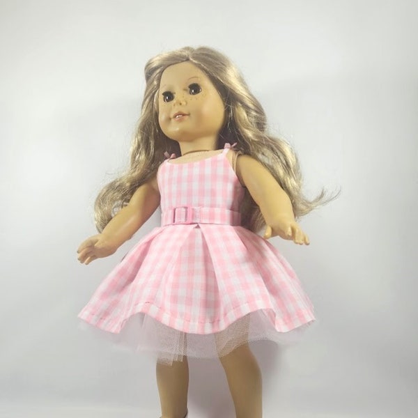 Pink Gingham Sundress and Belt and/or Petticoat made to fit 18 inch dolls