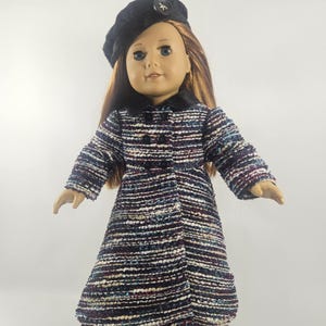 Red and Ivory Houndstooth or Black Multi Coat & Hat made to fit 18 inch dolls