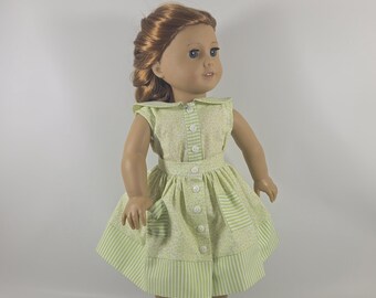 Apple Green, Yellow, Orange and Lime Print, Pink and Blue Stripe or Blue and White Stripe Skirt and Blouse made to fit 18-inch Dolls