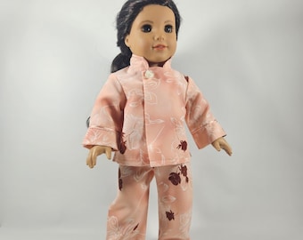 Apricot Print or Grey Asian Style Jacket and Pants made to fit 18 inch dolls