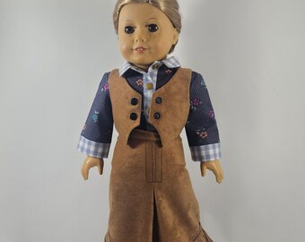 Brown Faux Suede Cowgirl Outfit with your choice of Shirts made to fit 18 inch dolls