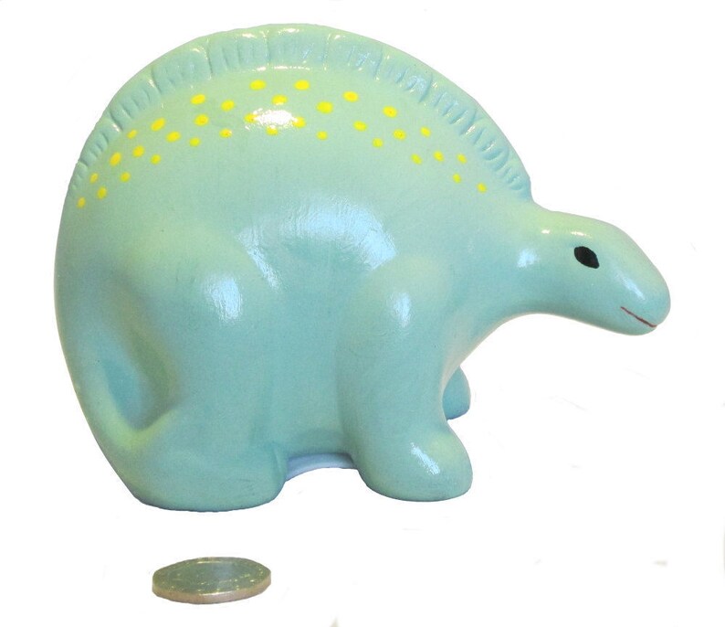 Green Dinosaur Handpainted Ceramic Money Box with Yellow Spots Etsy