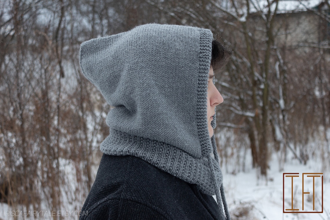 Mens Hooded Cowl Knitting Pattern // Easy Knitted CowlSnood Etsy